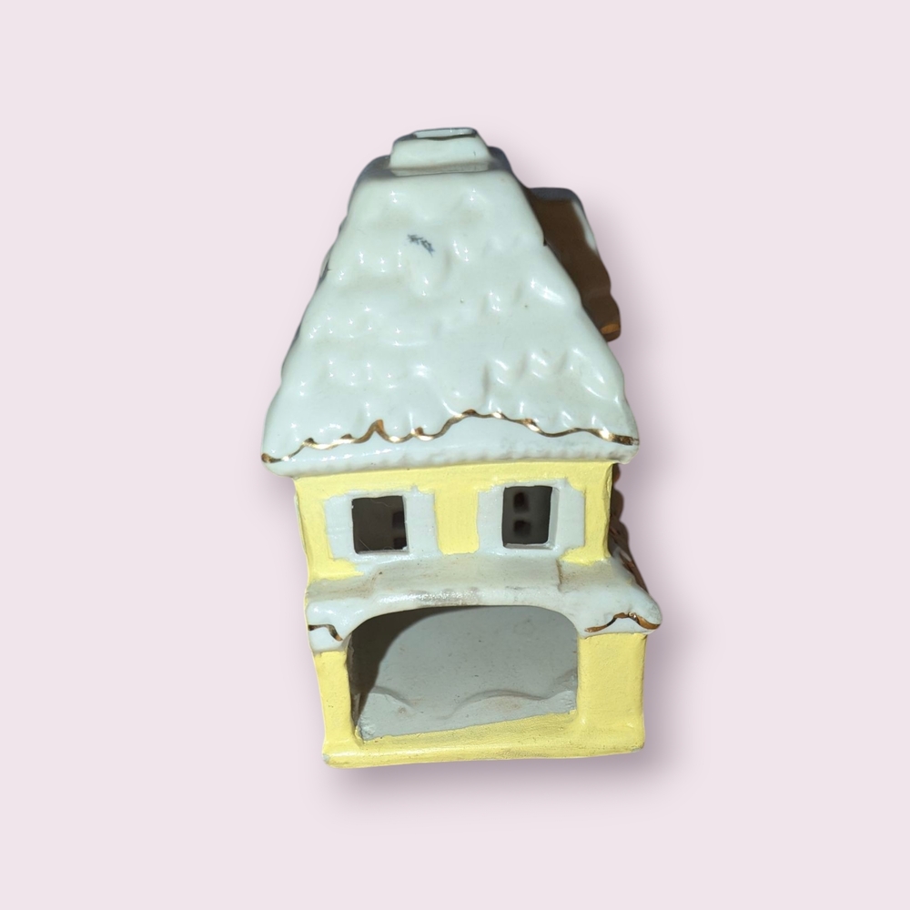 SOLD. Vintage Victorian Home Christmas Cottage Tealight Candle Holder - Picture 2 of 5